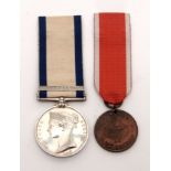 UK pair of medals comprising Naval General Service Medal, 1948 (Queen Victoria young head) with