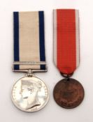 UK pair of medals comprising Naval General Service Medal, 1948 (Queen Victoria young head) with