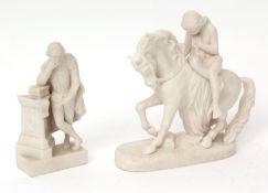 Late 19th century W H Goss Parian figure of Lady Godiva modelled as a naked lady seated on a horse