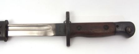 UK 1907 bayonet, J A C, 7, 15, and further marked with a Government broad arrow and stamped four