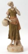 Royal Dux figure of a flower seller modelled as a young girl in typical colours, shape 2446, 32cms