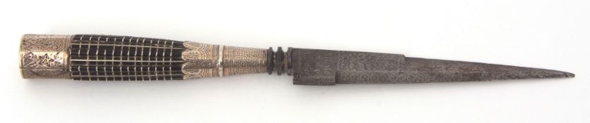 Early 20th century Corsican dagger, Nemico?, the etched blade with scrolling and foliate detail with