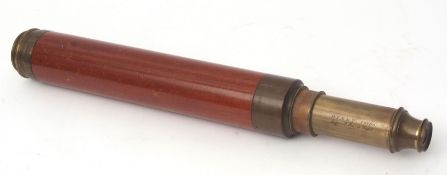 Mid-19th century mahogany and brass two-drawer telescope, Dixey - London, "Improvd Day or Night"