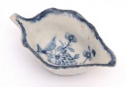 Liverpool (Wm Reid) butterboat, circa 1760, leaf shaped with moulded branches and floral sprays to