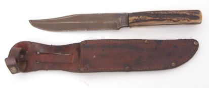 Whitby, Foreign 20th century Bowie knife with single edged blade with false blade point and