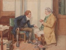 FRANK DADD, RI (1851-1929) Interior scene with two seated gents watercolour, signed lower left 31