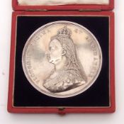 Queen Victoria 1887 Jubilee High Relief Silver medallion, 77mm diam, official Royal Mint issue, in