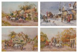 HENRY MURRAY (act 1850-1860) Coaching scenes set of four watercolours, all signed 28 x 43cms (4)