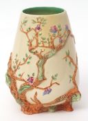 Clarice Cliff vase, Shape 989, decorated with trailing branches and flowers, 20cms high