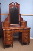 Edwardian mahogany bedroom suite comprising a large compendium mirror drawer wardrobe with central