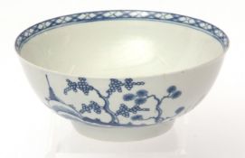 Liverpool (Chaffers or Pennington) slop bowl, circa 1770, painted in underglaze blue with a hut