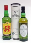 Marks & Spencer Islay Single Malt Scotch Whisky, 12yo, in carton and J & B Rare blended Scotch
