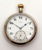 Mid-20th century Govt issue nickel cased open faced keyless deck watch, Rolex, cal 548, the 15-jewel