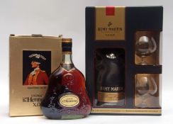 Remy Martin VSOP, 1 litre, boxed with two brandy balloons and Hennessy Cognac XO, 24 fl oz, boxed (