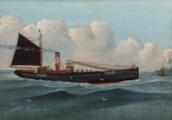CLAUDE MOWLE (1871-1950) AND KENNETH LUCK (1874-1936) "YH307 - Ocean Retriever" oil on board, signed