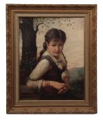 FERDINANDO CASTELLI (19TH/20TH CENTURY) Portrait of young girl in a landscape oil on canvas,