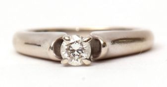 Precious metal single stone diamond ring, the brilliant cut diamond 0.25ct approx, raised in a