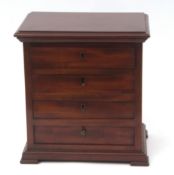 Small mahogany apprentices chest fitted with four drawers, 20th century, 25 1/2cms wide