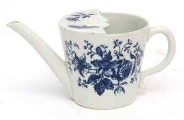 Good Lowestoft feeding cup, circa 1780, decorated with a Worcester style three-flowers print, the