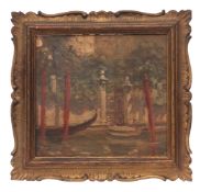 ATTRIBUTED TO SIR JOHN LAVERY, RA (1856-1941) Venice scene oil sketch on panel 15 x 15cms