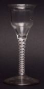 18th century wine glass double opaque twist stem, spreading circular foot, 15cms high