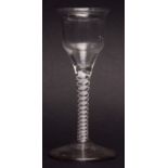 18th century wine glass double opaque twist stem, spreading circular foot, 15cms high