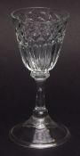 Early 18th century Low Countries wine glass with faceted bowl and balustroid air drop stem