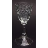 Early 18th century Low Countries wine glass with faceted bowl and balustroid air drop stem