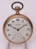 First quarter of 20th century American 9ct gold open face keyless pocket watch, AWW Co - Waltham,