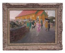 AR DEREK CLARKE (1912-2014) "Village Wedding (St Abbs)" oil on panel , signed and dated 1951 lower