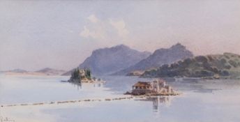 ANGELOS GIALLINA (1857-1939) Corfu watercolour, signed lower left 16 x 30cms