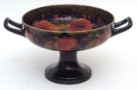 Early 20th century Moorcroft tazza on pedestal foot with loop handles, decorated with the