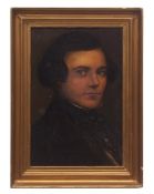 ENGLISH SCHOOL (19TH CENTURY) Head and shoulders portrait of a young man oil on board 45 x 29cms