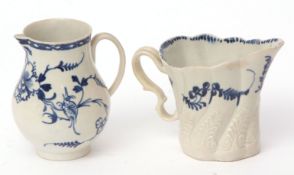 Liverpool (Pennington) Chelsea ewer style jug, circa 1780, with trailing flowers in underglaze