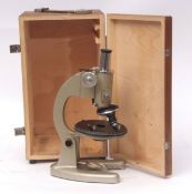 Mid-20th century monocular microscope, Prior - England, 51669, the Y shaped foot to a pivoting