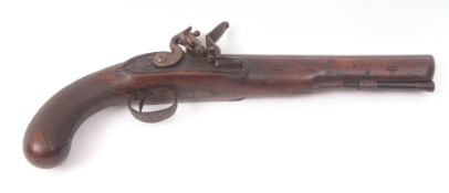 Early 19th century flintlock pistol, Barwick, (Norwich), the 8 15/16 ins faceted barrel with