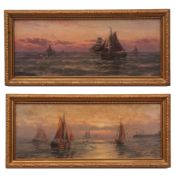 THOMAS ROSE MILES (1869-1906) "Morning" and "Evening" pair of oils on board, both signed lower