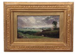 CIRCLE OF JOHN CONSTABLE (19TH CENTURY) Landscape study oil on panel 11 x 20cms