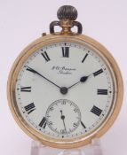 Late 19th century 18ct gold open face keyless pocket watch, J W Benson "The Keyless Ludgate