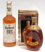 Dimple Haig de Luxe Scotch Whisky 26 2/3 fl oz, 70% Proof and Hallers S,R,S, blended whiskey 86%