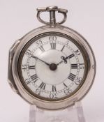 Mid-18th century and later silver pair cased verge watch, Millington - London, the frosted and