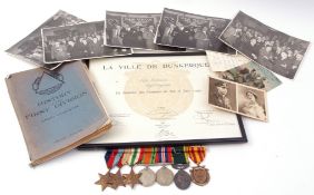 UK: WWII group of six comprising 39-45, Africa and Italy Stars, together with Defence medal and