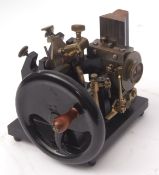 Mid-19th century black and brass finished steel microtome, Zimmerman, the rectangular plinth base