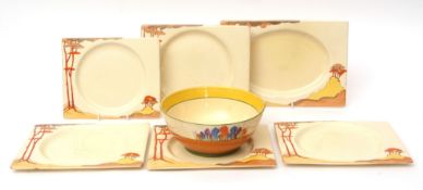 Set of Biarritz dishes together with a Crocus fruit bowl, 22cms