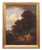 JOHN BERNEY CROME (1794-1842) Figure in wooded landscape oil on canvas 44 x 34cms,Provenance: