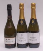 Torretta Prosecco 2 bottles, Canti sparkling Pinto Grigio, 1 bottle (3)