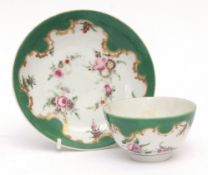 Worcester tea bowl and saucer circa 1770, in a Marchioness of Huntly style design of floral sprays