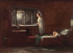 FREDERICK DANIEL HARDY (1826-1911) "Evening Prayer" oil on panel, signed and dated 1891 lower left
