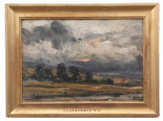 FOLLOWER OF JOHN CONSTABLE (19TH CENTURY) Landscape study oil on canvas laid to board 15 x 22cms