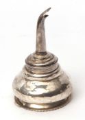 George III two-part wine funnel of baluster form with gadrooned rim and pull off shaped funnel
